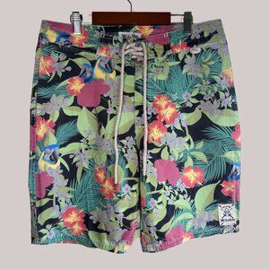 Third & Army Tropical Print Board Shorts